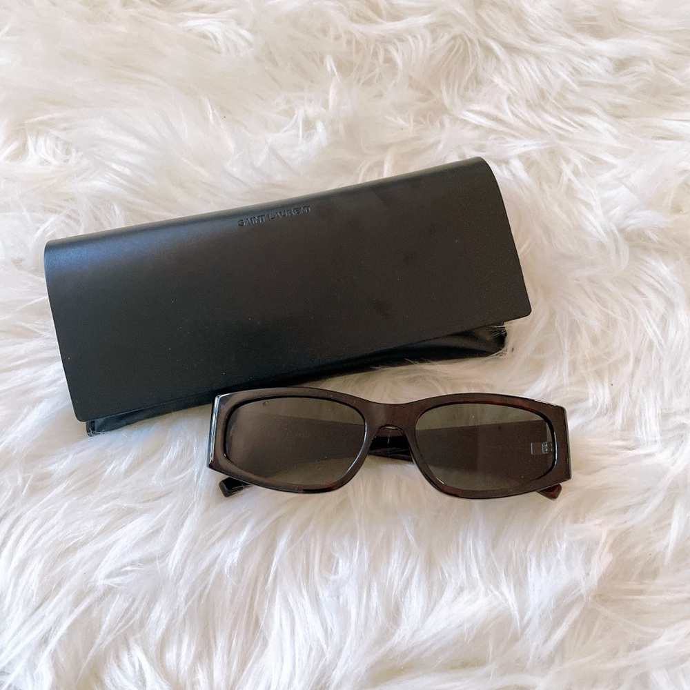 Saint Laurent Brown Sunglasses with Black Case